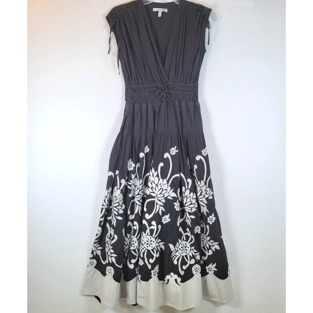 Derek Lam Womens Fama Boho Floral Embroidery Tank Dress Size 2 Black White